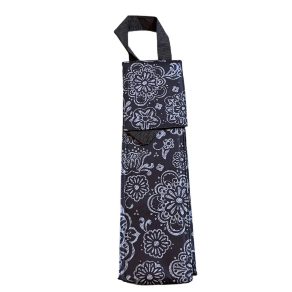 NEW Thirty-One Wine Cooler Thermal Bag Brown White Floral Paisley Bottle Carrier